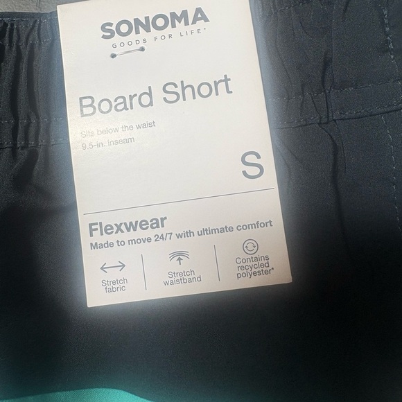 Men’s New Striped Board Shorts – Black/Teal/Gray - Picture 4 of 4